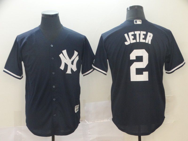 Men New York Yankees #2 Jeter Blue Game MLB Jersey->chicago cubs->MLB Jersey